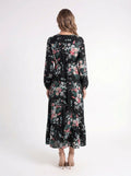Noir Fleur – Elegante Zwarte Bloemenjurk