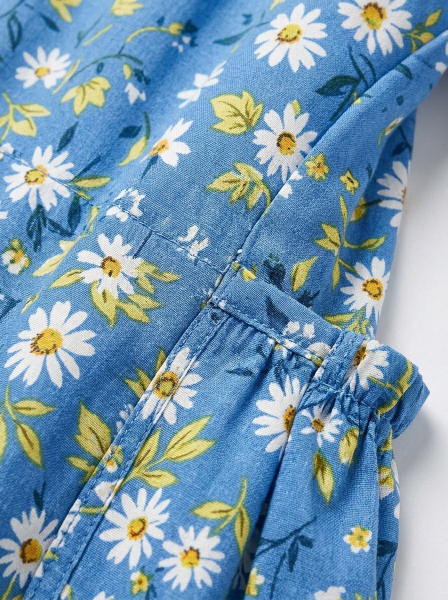 Azure Bloom – Luchtige Blauwe Midi Jurk
