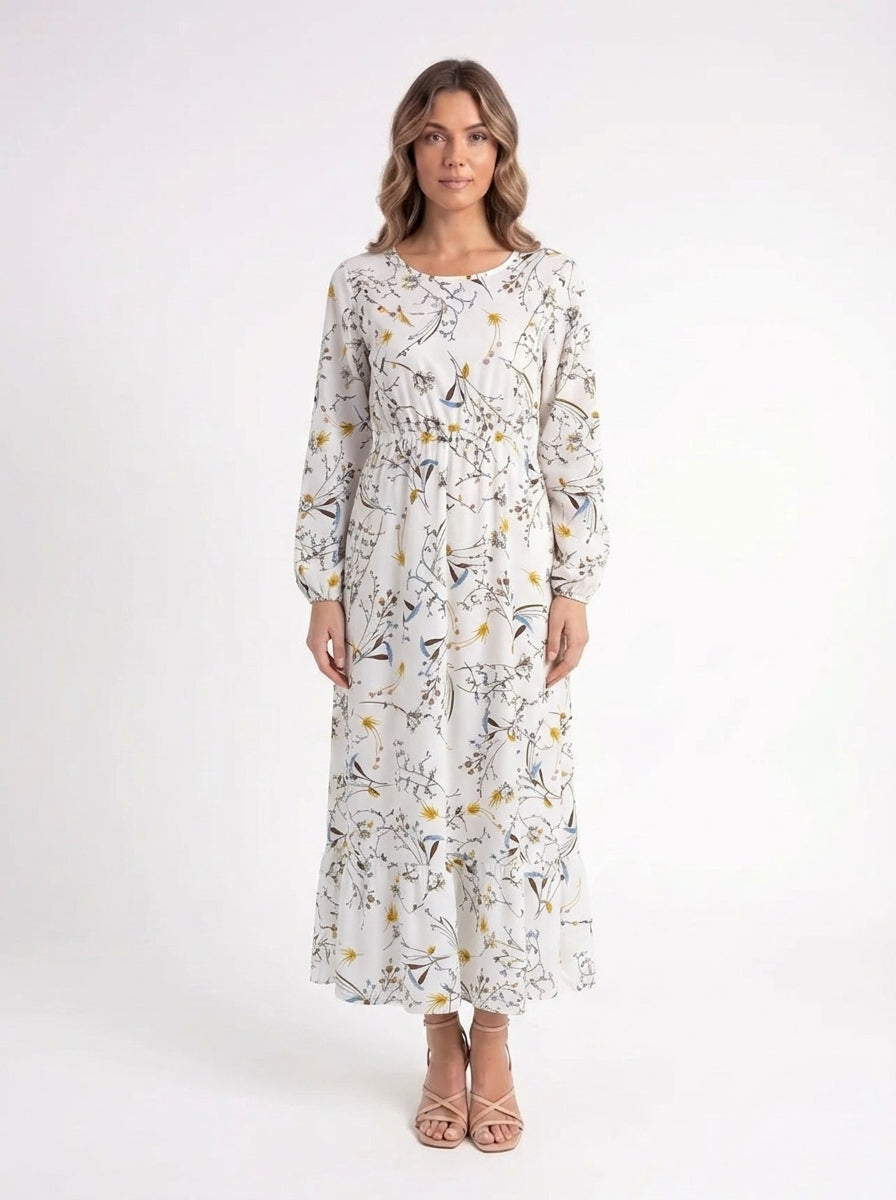 Celeste – Elegante Floral Midi Jurk