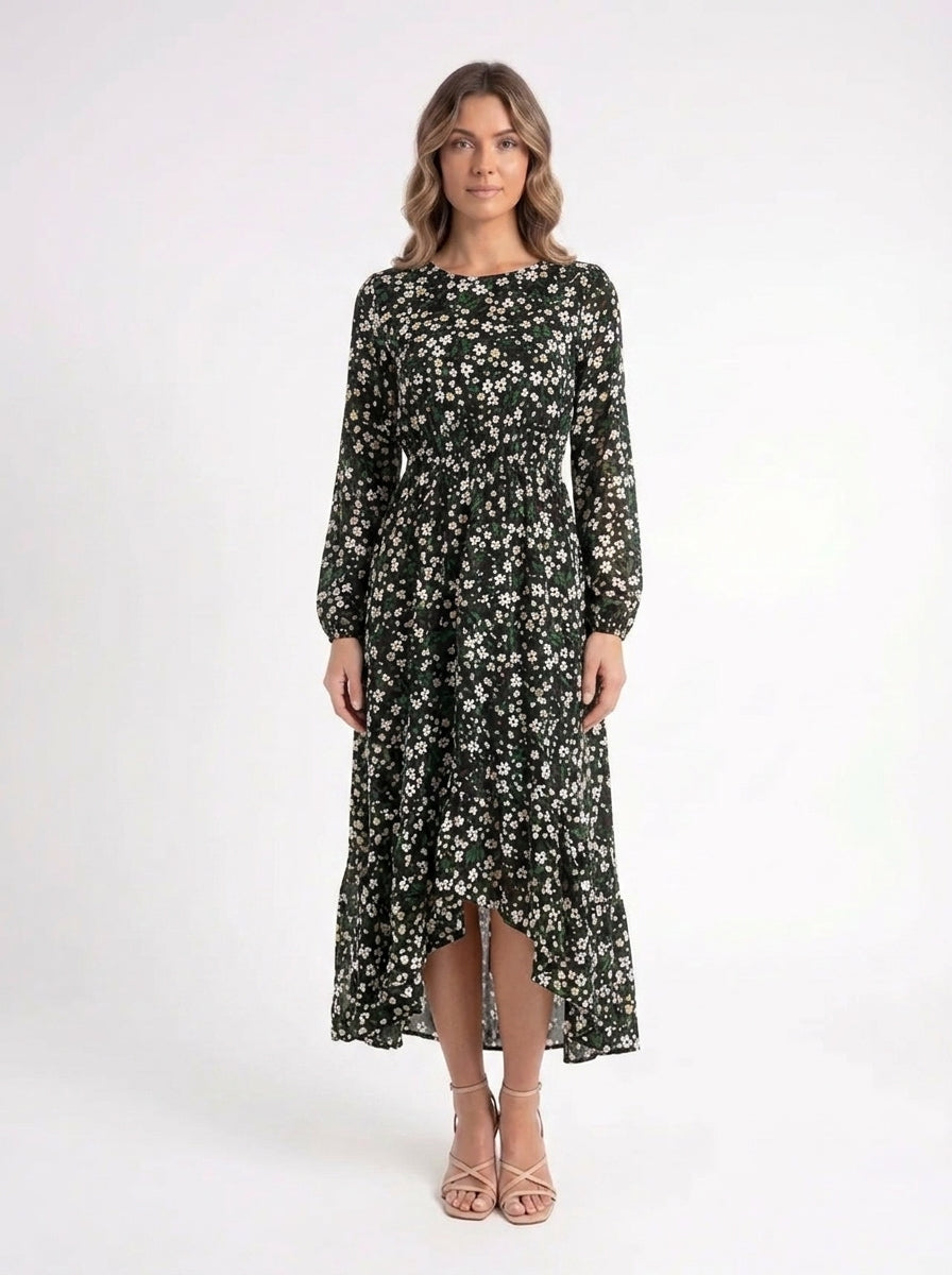 Forest Bloom – Groene Elegante Jurk