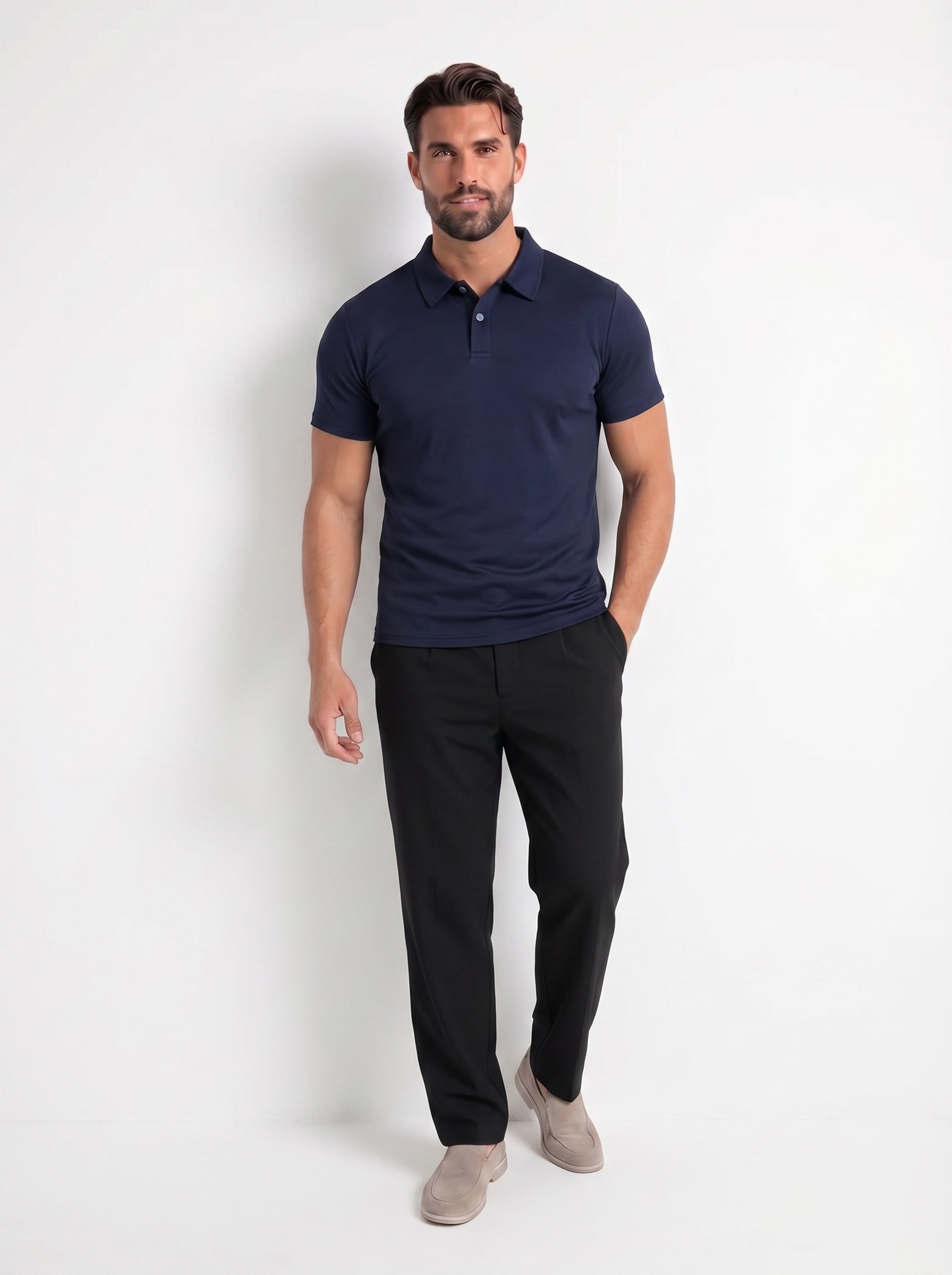 Rayan – Opvallende Polo met Contrastkraag