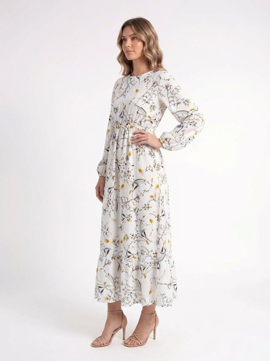 Celeste – Elegante Floral Midi Jurk