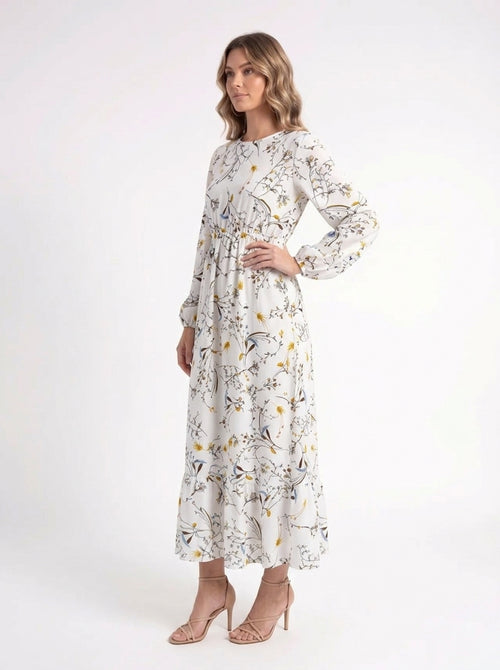 Celeste – Elegante Floral Midi Jurk