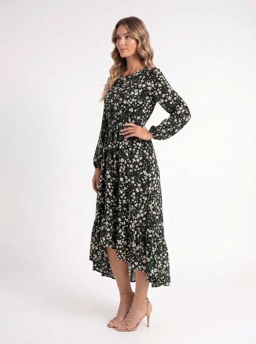 Forest Bloom – Groene Elegante Jurk